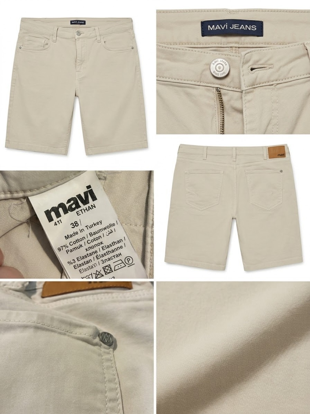 Mavi Cream Flat Front Shorts